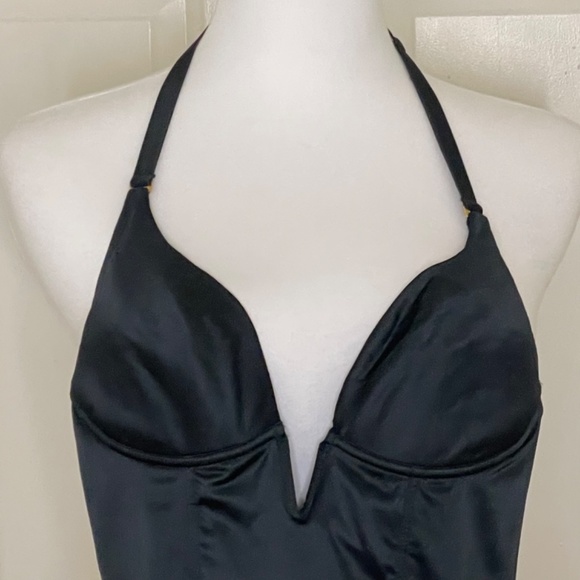 Carmen Marc Valvo Cosabella Faux Leather Goth  Halter Bodysuit Size small NWT - Picture 3 of 7